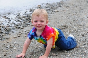 Playing by the lake